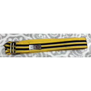 Barrons Hunter D-Ring Size Large 48" Grosgrain Yellow Navy/Black Striped Belt